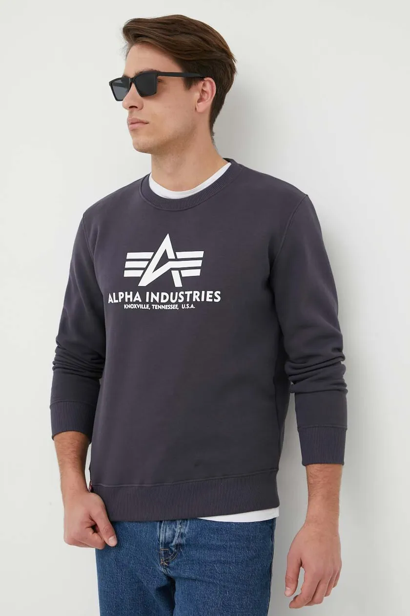 Alpha Industries sweatshirt Basic Sweater men's navy blue color 178302.02 |  buy on PRM