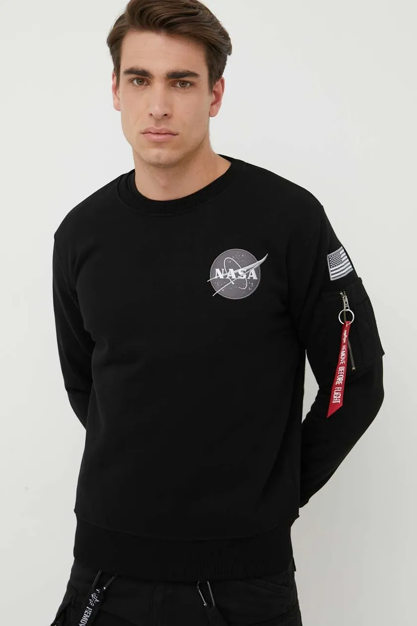 Alpha Industries sweatshirt Space Shuttle Sweater men's black color  178307.03 | buy on PRM