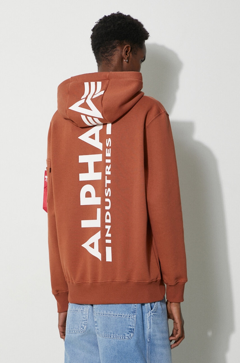 Hooded Sweatshirt Alpha Industries Pullover Orange Alpha