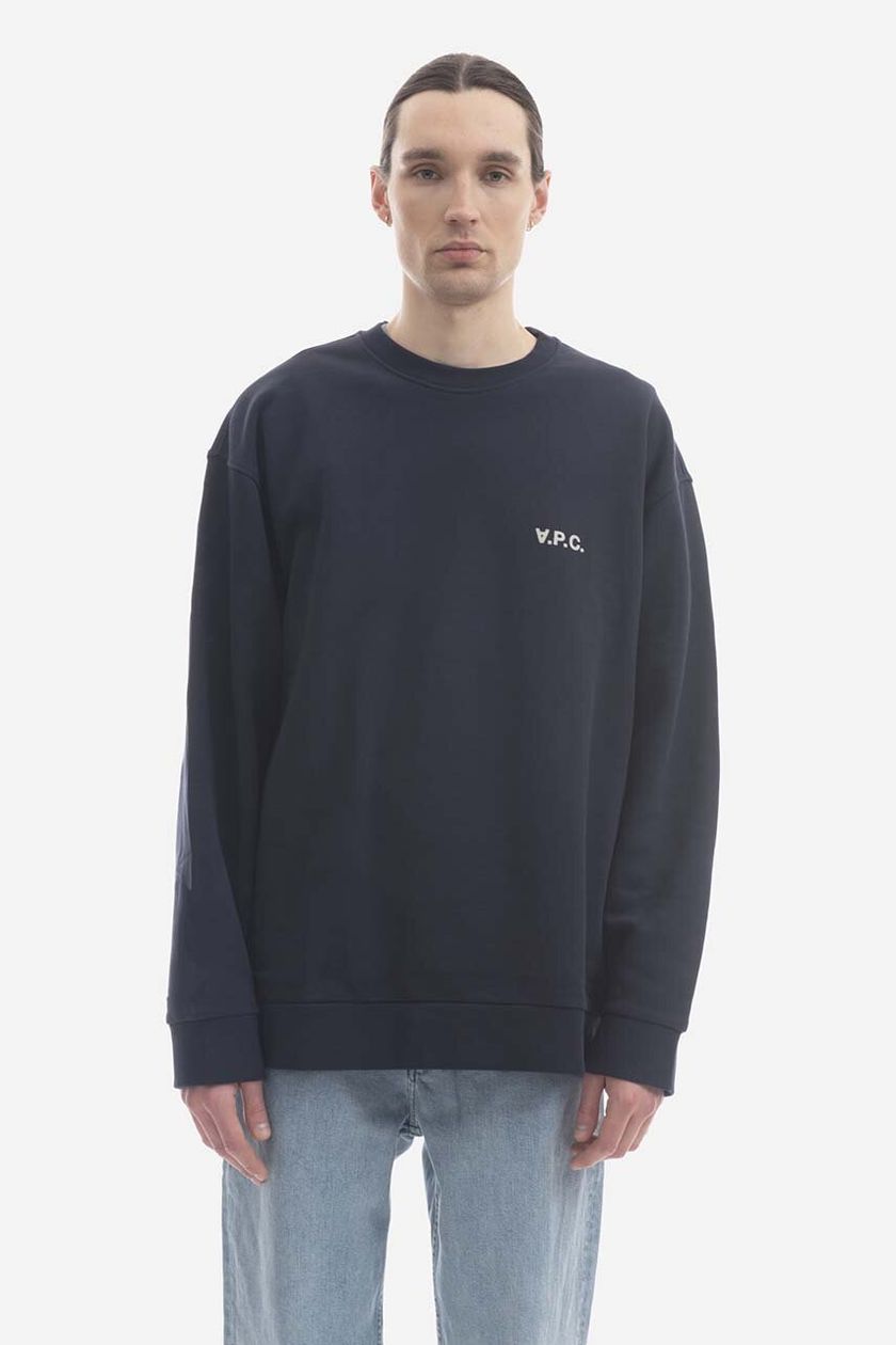 men\'s cotton sweatshirt buy Clint A.P.C. color | on navy blue Sweat PRM