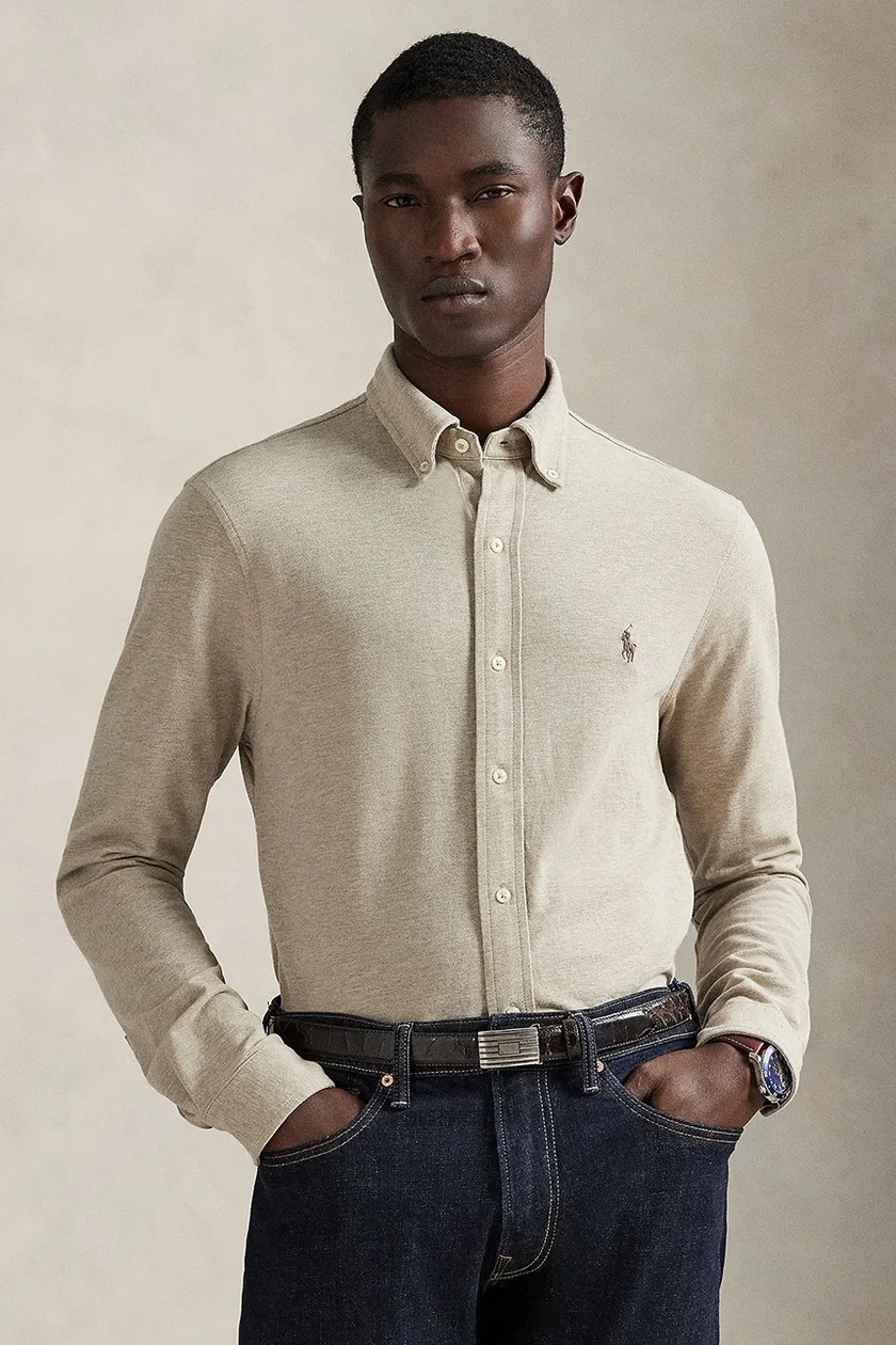 Polo Ralph Lauren linen shirt Sport Shirt beige color regular