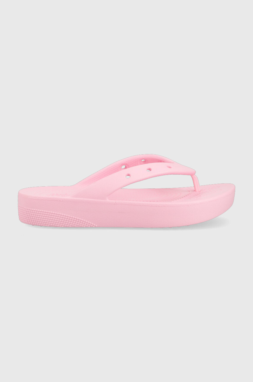 Crocs flip flops Classic Platform Flip women's pink color 207714