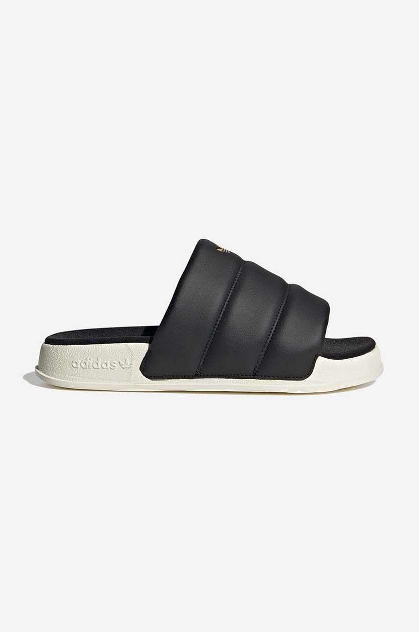 Adilette Lite Adidas Black And Gold Sliders Adidas Originals