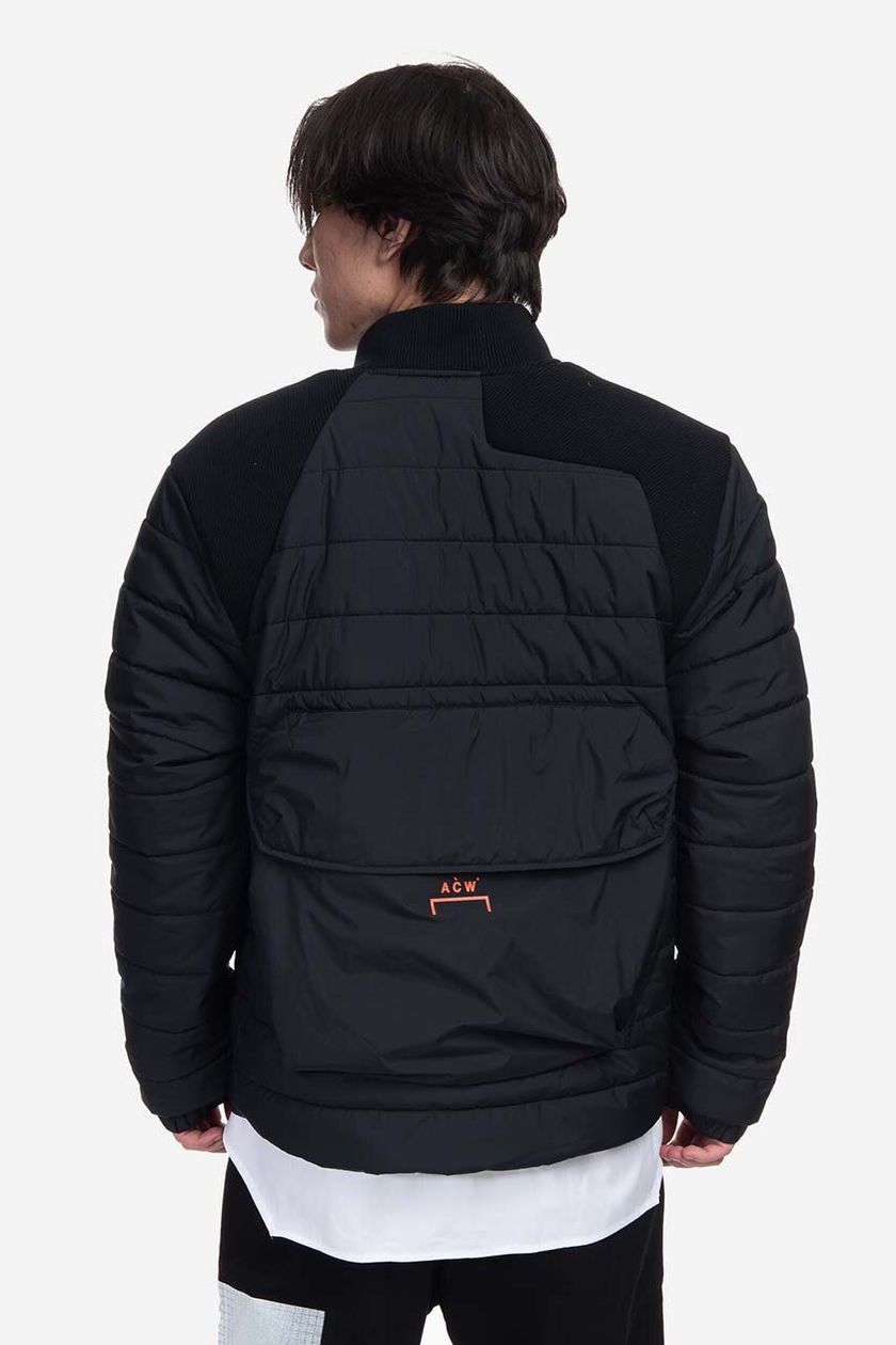 A-COLD-WALL* logo-print asymmetric padded jacket - Black