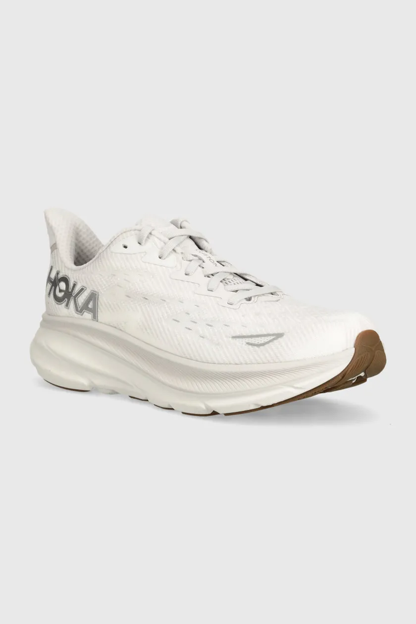 white Hoka One One running shoes Clifton 9 Men’s