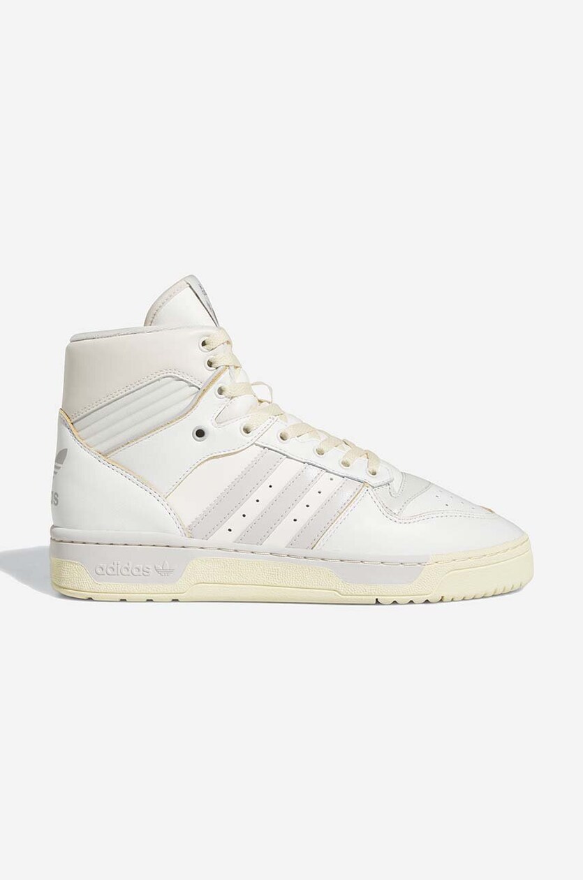 Adidas originals rivalry hi top shop sneakers with tricolour stripe in white