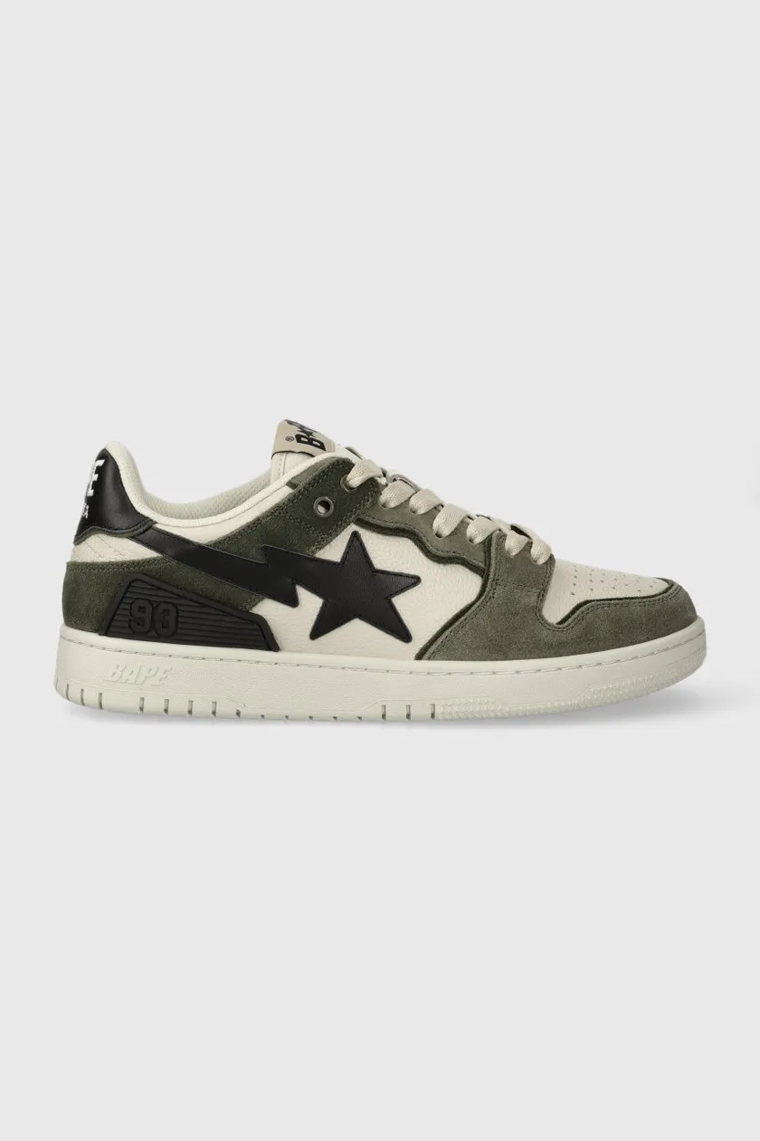 A Bathing Ape leather sneakers green color