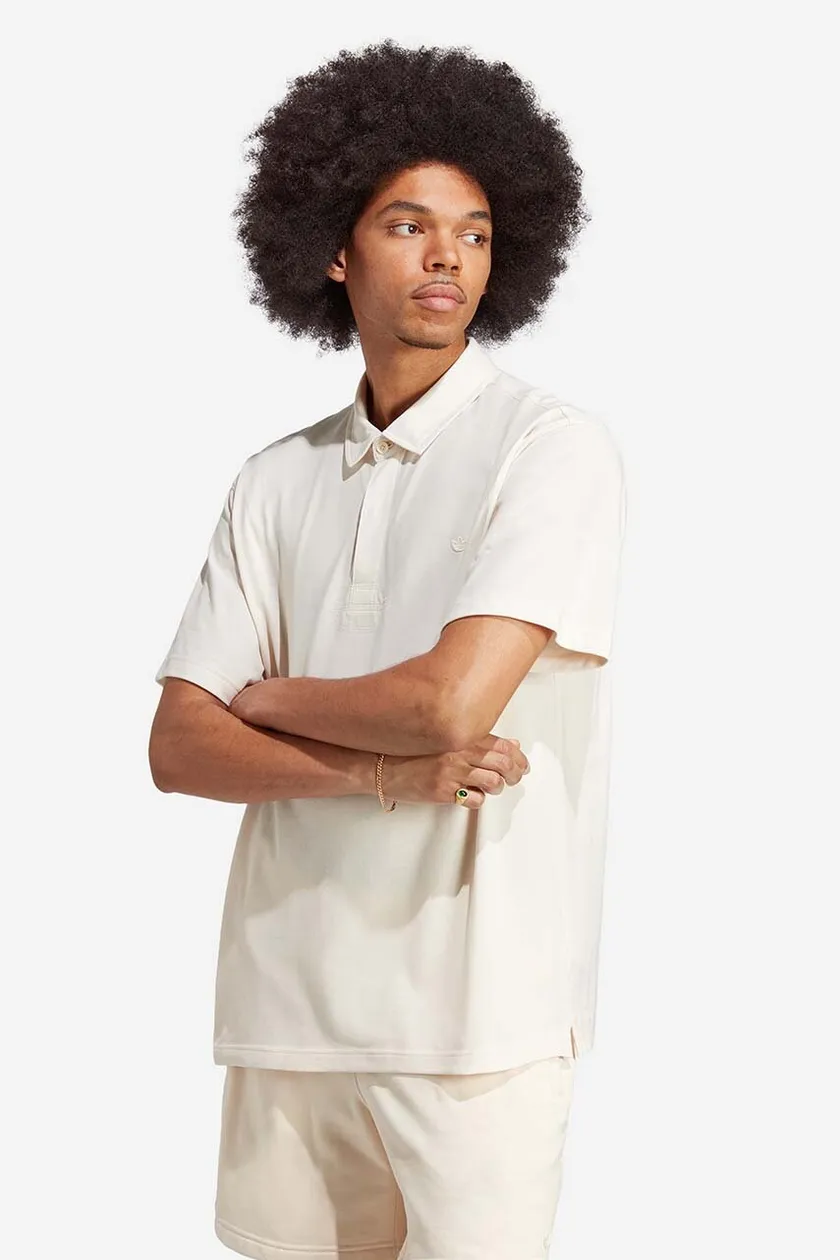 Βαμβακερό μπλουζάκι πόλο adidas Originals Essentials χρώμα: μπεζ