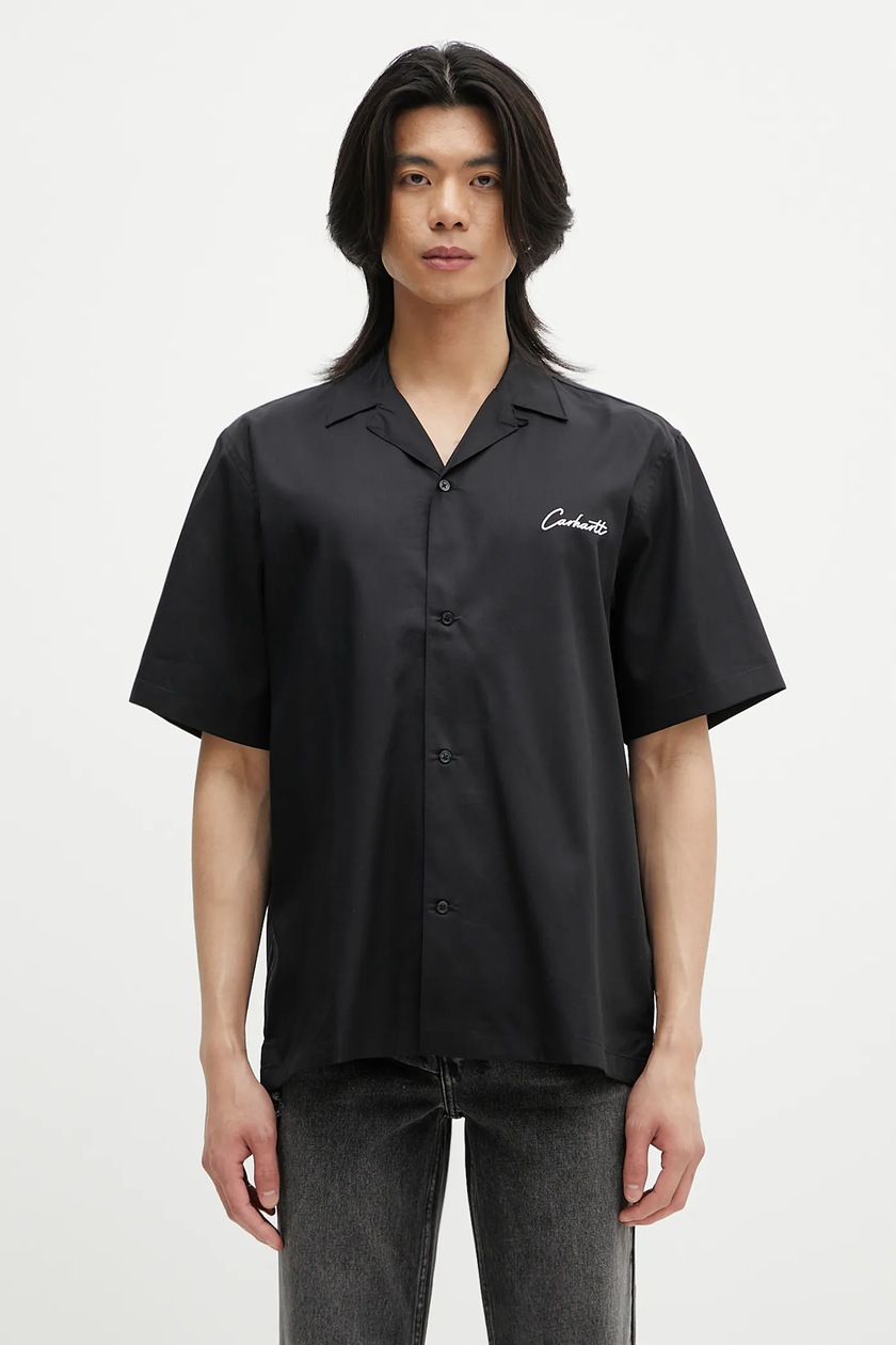 【Carhartt】S/S DREWE SHIRT R6581 Carhartt WIP Drewe Shirt | Ink / Natural Heart C Pinstripe