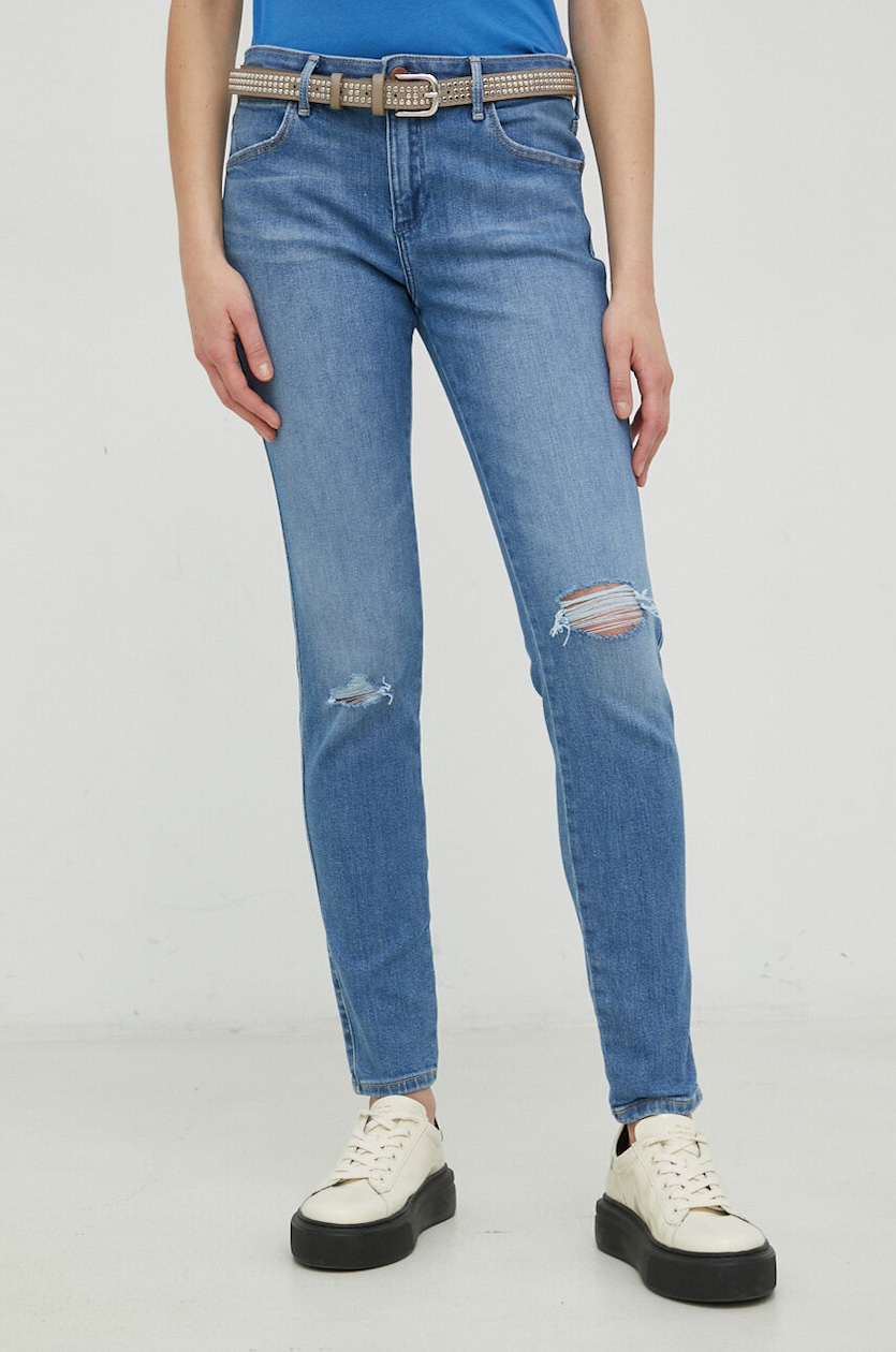Wrangler jeansy Skinny Airblue damskie medium waist