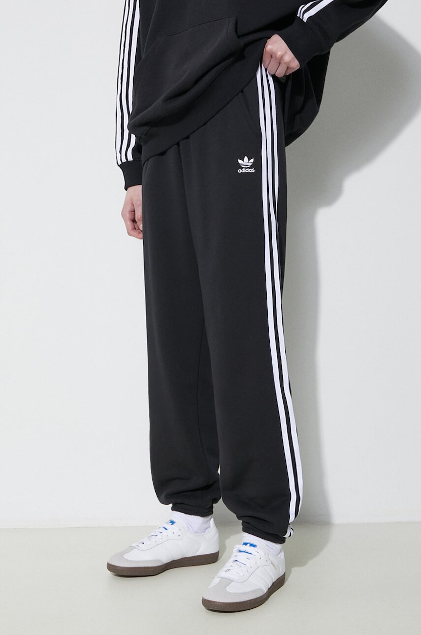 Adidas originals joggers with outline hotsell 3 stripes in black