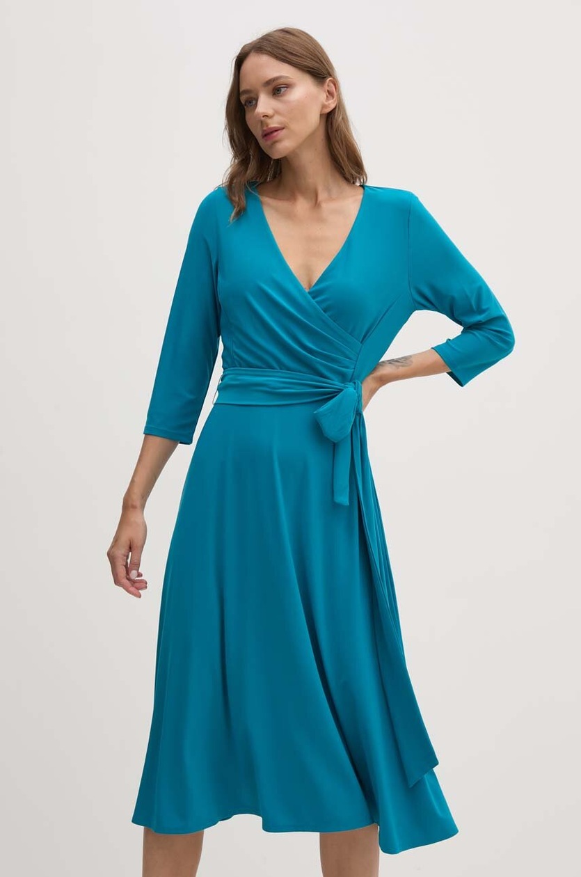 Lauren Ralph Lauren sukienka kolor niebieski midi