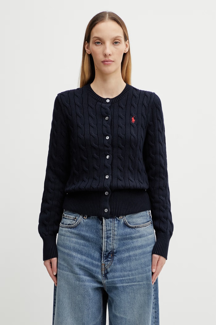 Polo Ralph Lauren cotton cardigan navy blue color 211891643 at PRM US