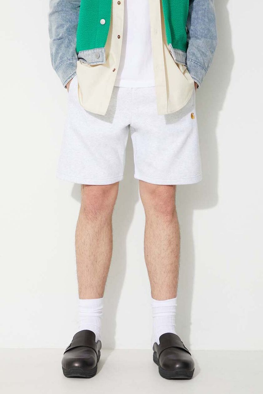 men\'s gray color WIP Carhartt Sweat Short Pocket shorts on buy PRM |
