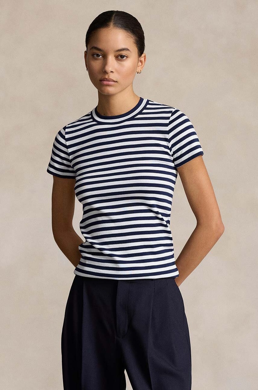 Хлопковая футболка Polo Ralph Lauren женская цвет белый 211898698