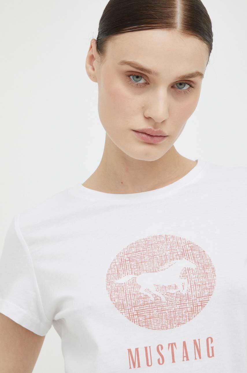 Mustang t shirt bawe niany kolor bia y Answear