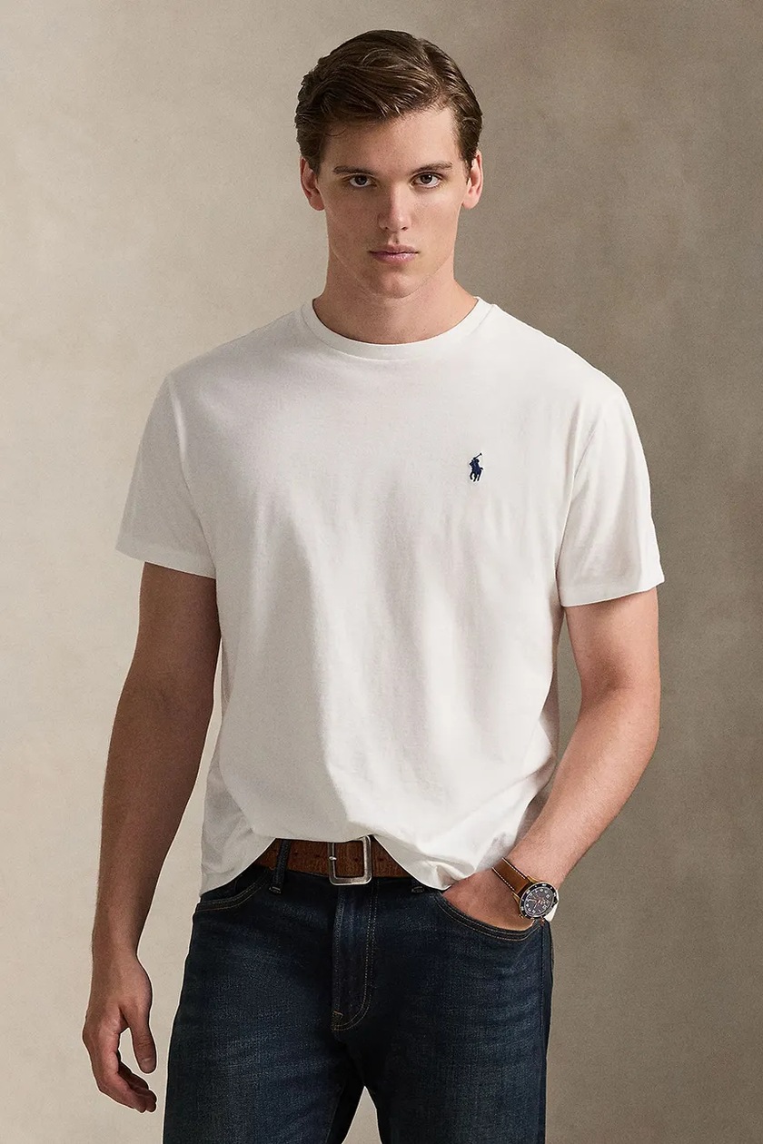 Хлопковая футболка Polo Ralph Lauren цвет белый с принтом 