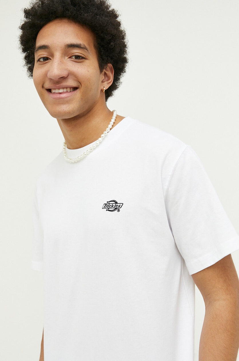 Tシャツ・カットソー DICKIES Men T-shirt White DK0A4XDB WHX1 Dickies T-shirt męski kolor biały gładki DK0A4XDBWHX-WHITE