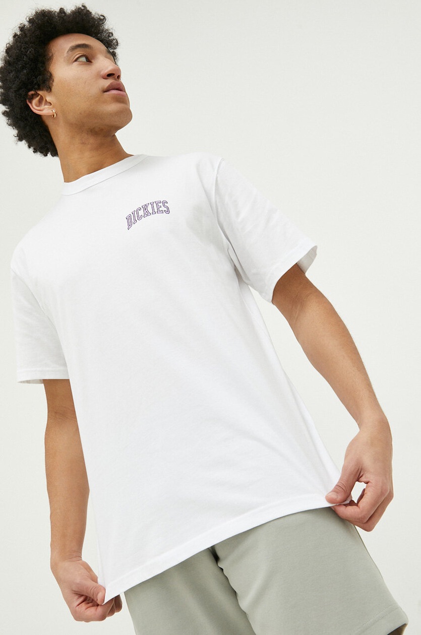 Tシャツ・カットソー DICKIES Men T-shirt White DK0A4XDB WHX1 Dickies T-shirt męski kolor biały gładki DK0A4XDBWHX-WHITE