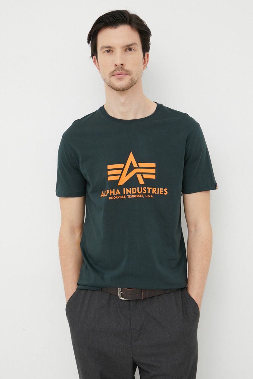 Alpha Industries cotton t-shirt green color | buy on PRM