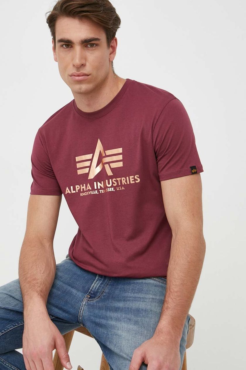 Alpha Industries cotton t-shirt maroon color | buy on PRM