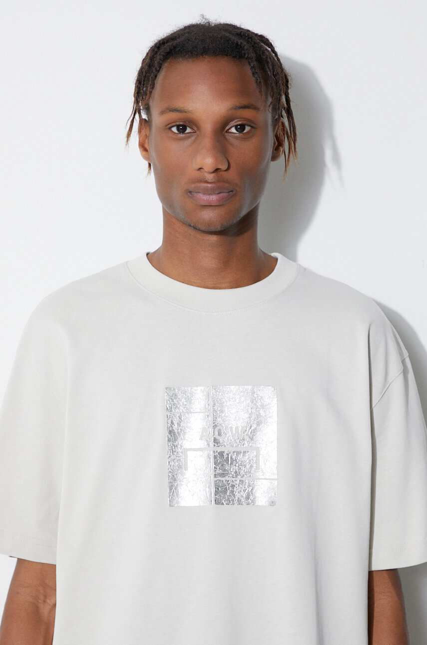 A COLD WALL Foil Grid SS T Shirt ACWMTS110 BONE PRM