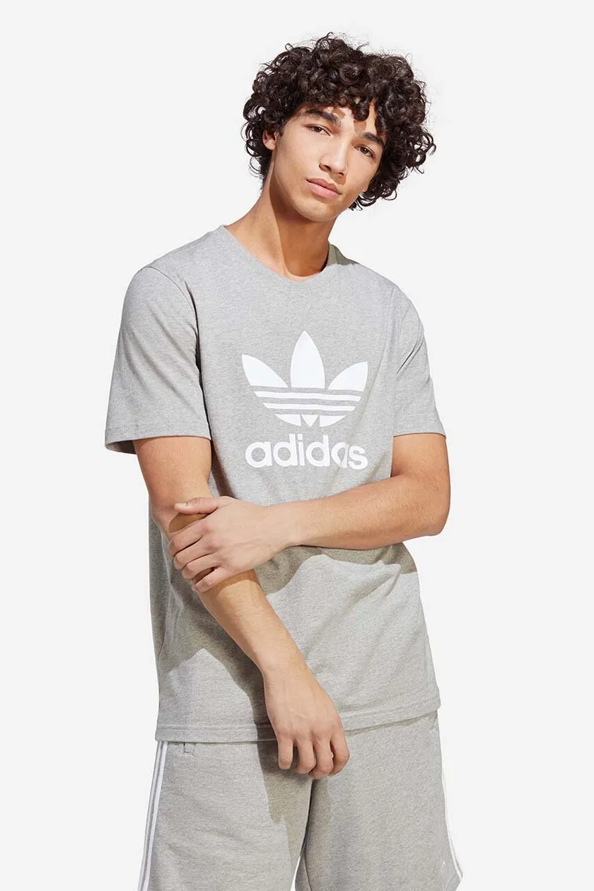 adidas Originals cotton t-shirt men\'s gray color | buy on PRM