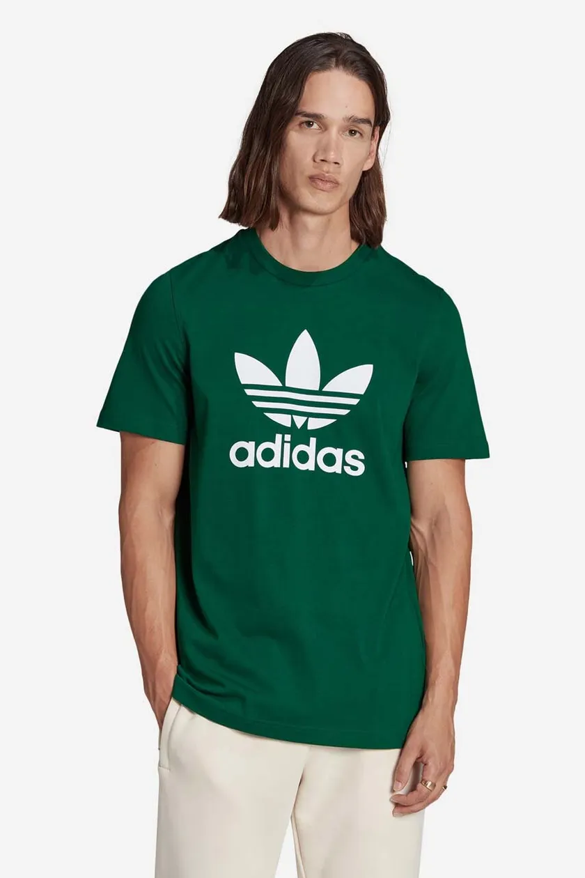 adidas Originals cotton t-shirt men\'s green color | buy on PRM
