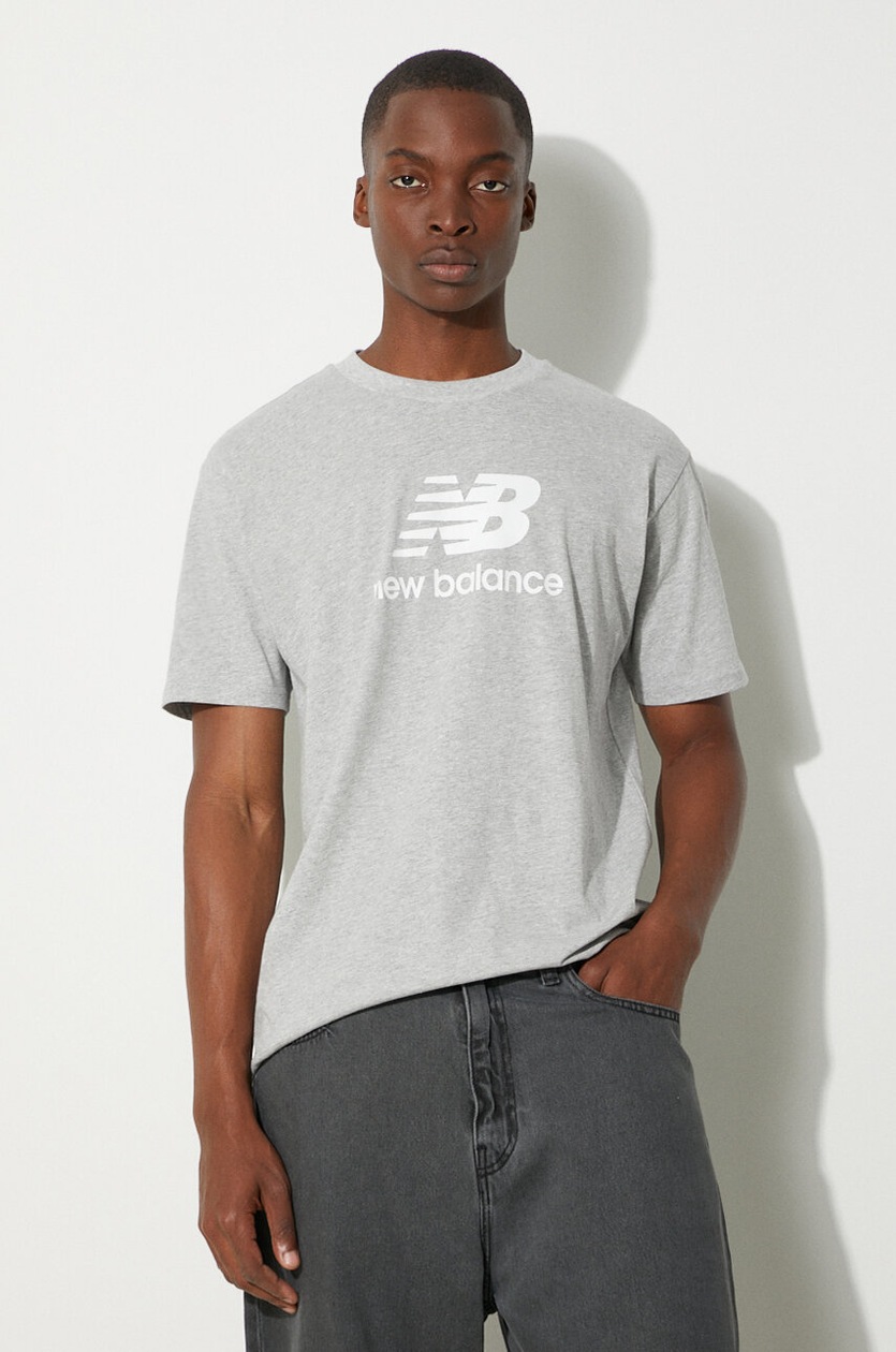 New Balance cotton t-shirt men's gray color at PRM US