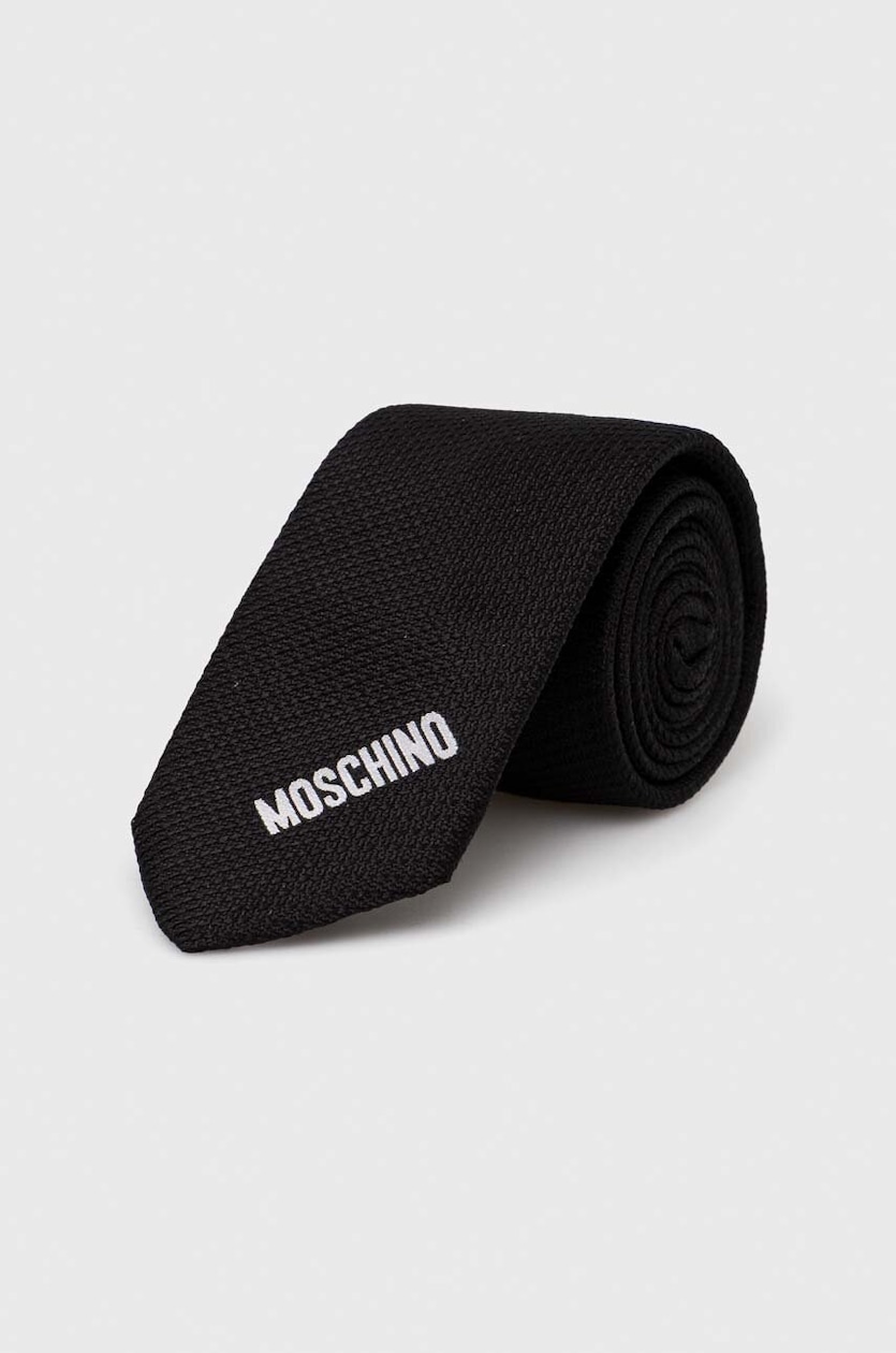 Cravatte Moschino - Soie & Laine - Bleu - Made In Italy - Neuve Avec étiquette