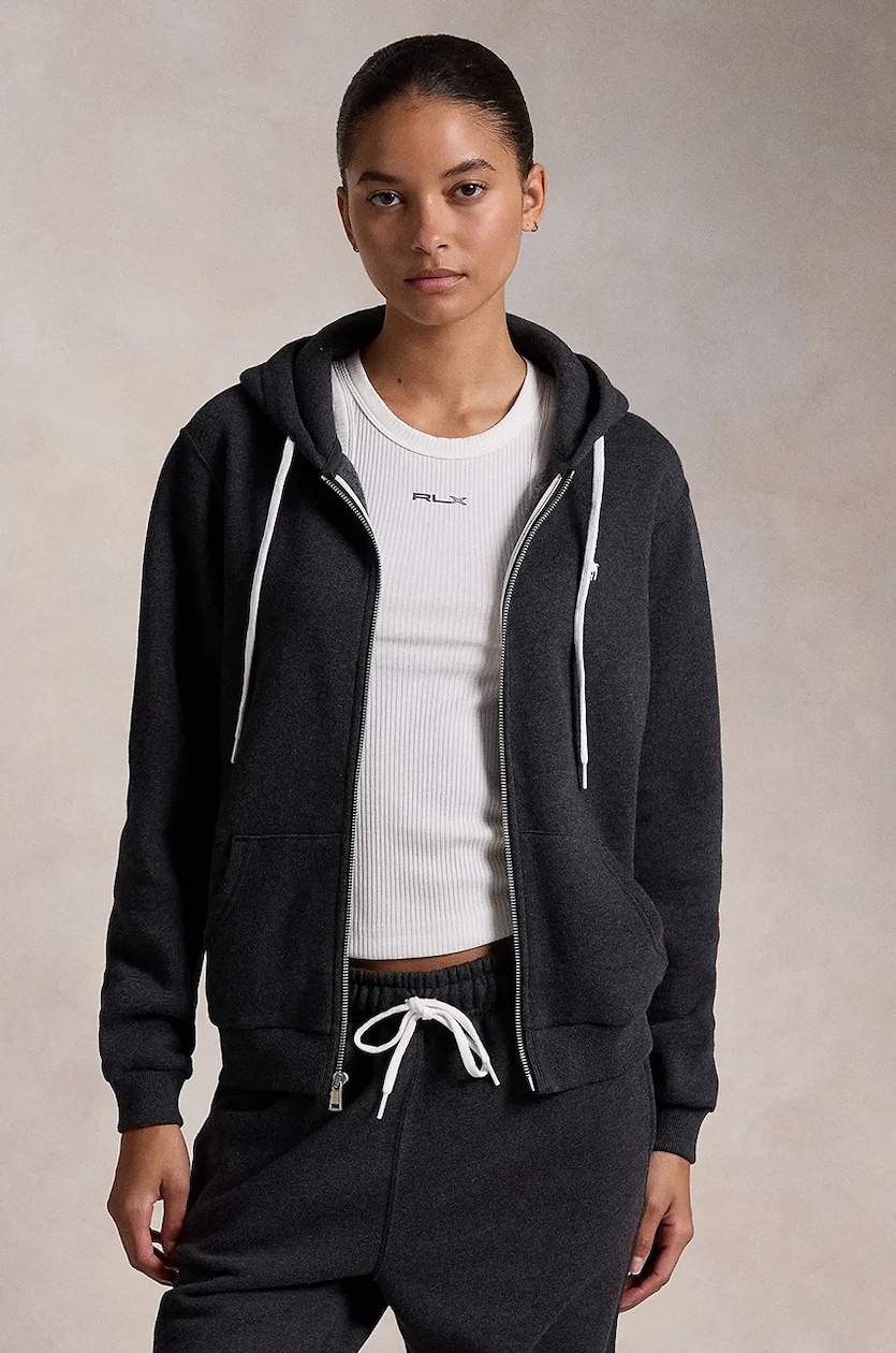 Black polo hoodie women's hotsell