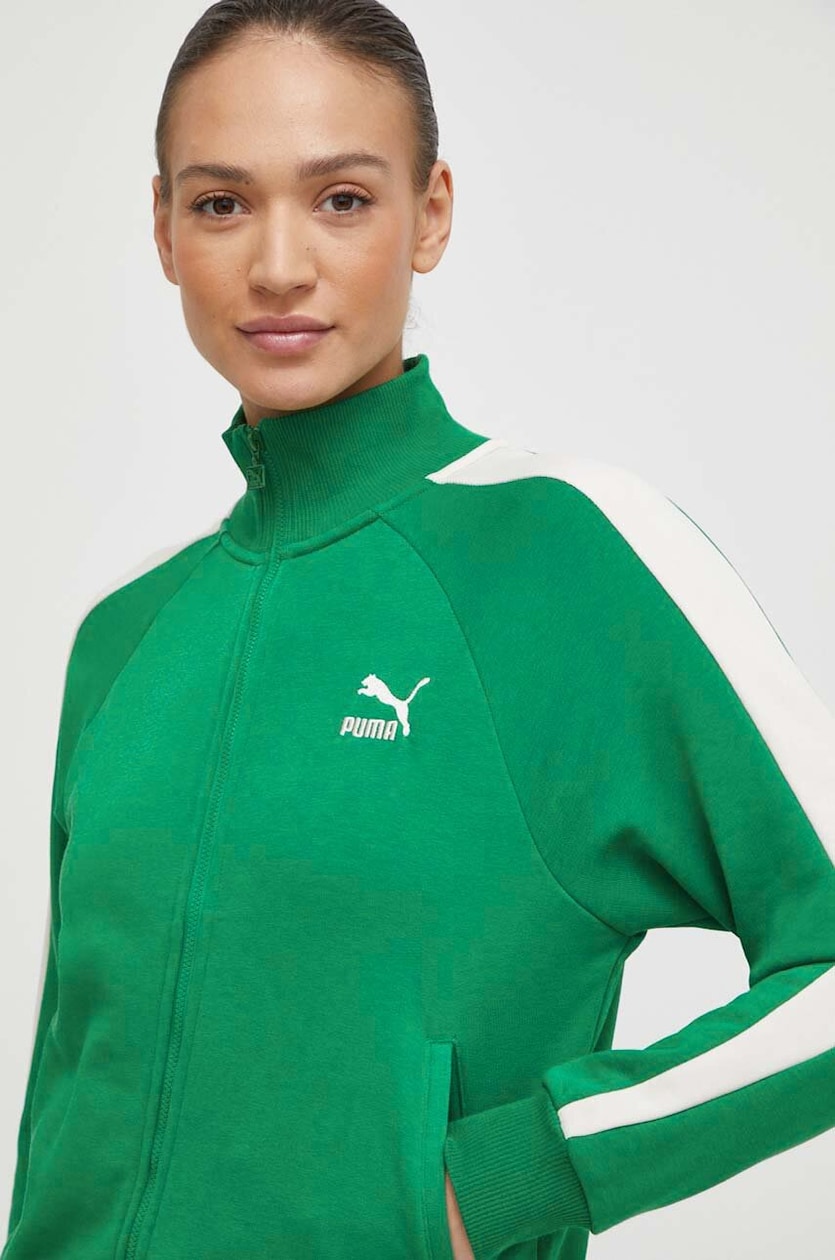 Кофта Puma Iconic T7 женская цвет зелёный узор 625602 Кофта Puma Iconic T7 женская цвет зелёный узор 625602