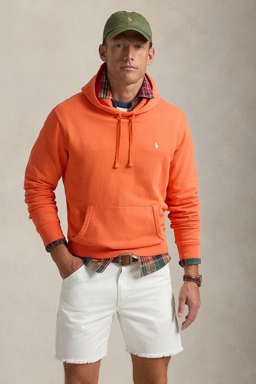 Polo Ralph Lauren cotton sweatshirt men s orange color hooded smooth 710916690 at PRM US