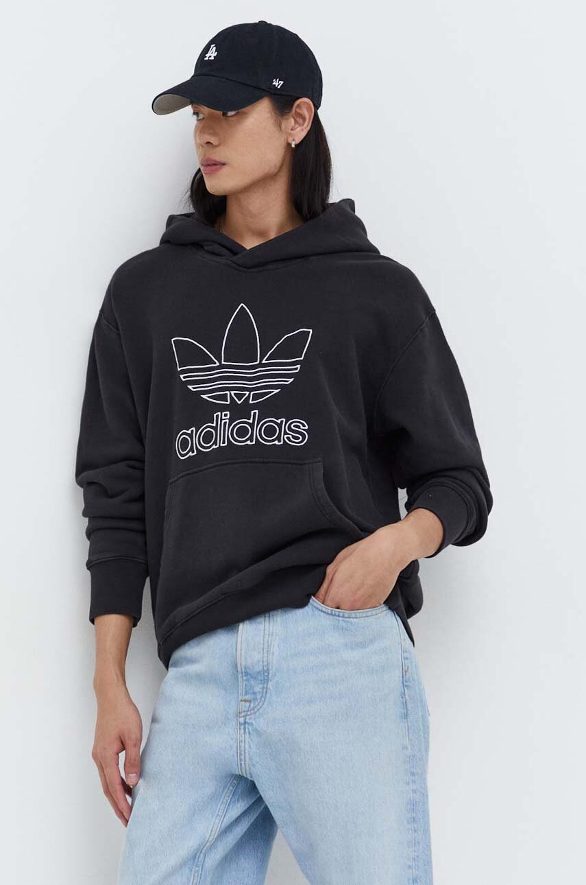 adidas Originals cotton sweatshirt Trefoil Hoodie men's black color IU2373  | buy on PRM