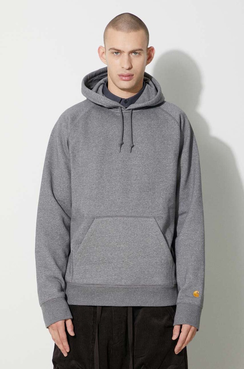 Carhartt WIP sweatshirt Hooded Chase Sweat men's gray color