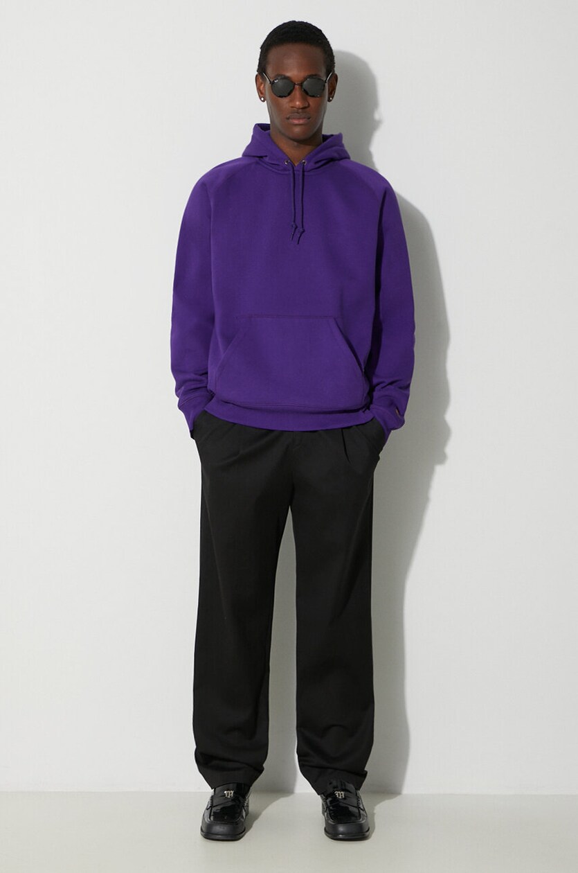 Carhartt WIP sweatshirt Hooded Chase Sweat men's violet Carhartt WIP sweatshirt Hooded Chase Sweat men's violet