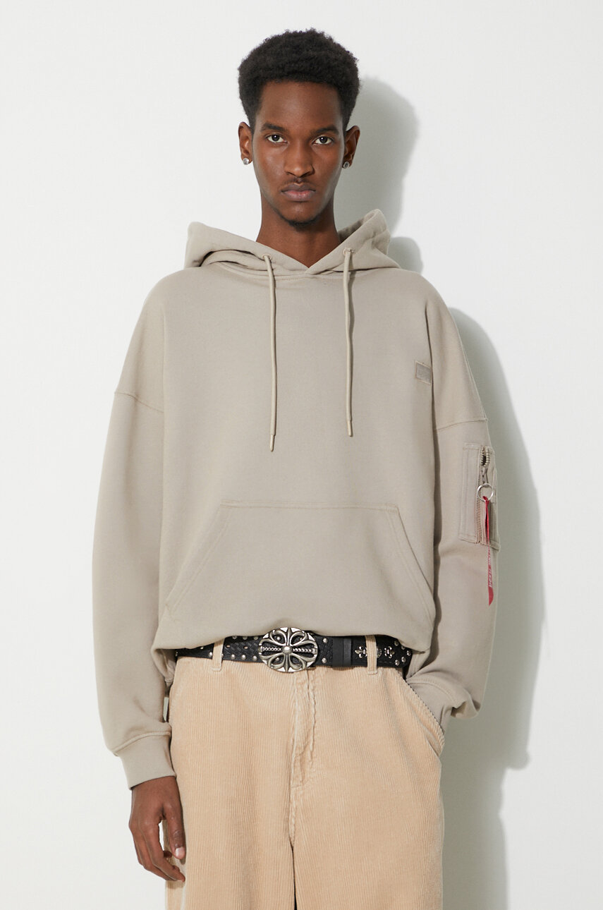 Alpha Industries sweatshirt Essentials RL men s beige color hooded smooth 146335 at PRM US