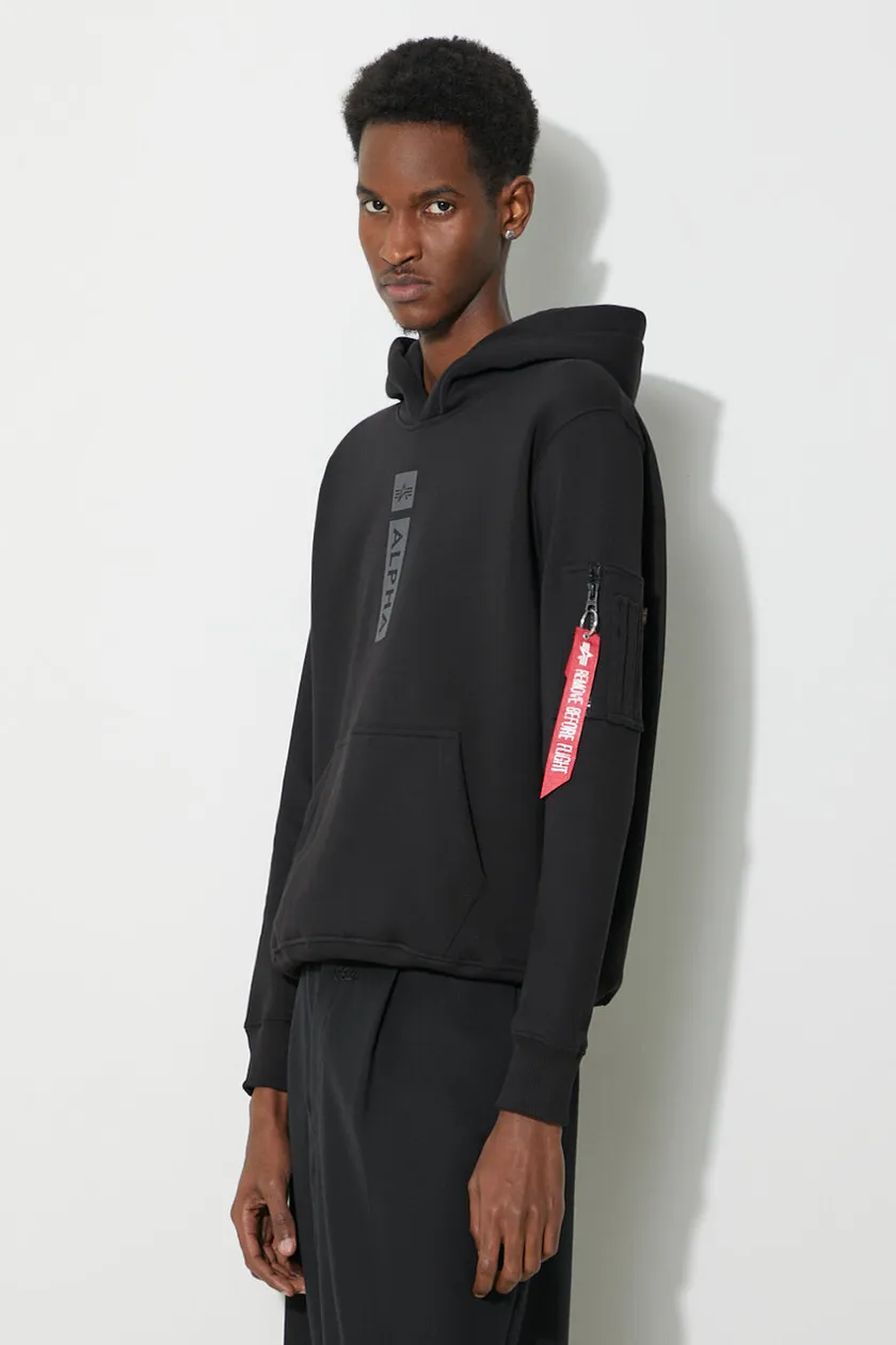 Alpha Industries sweatshirt Basic Hoody men's black color