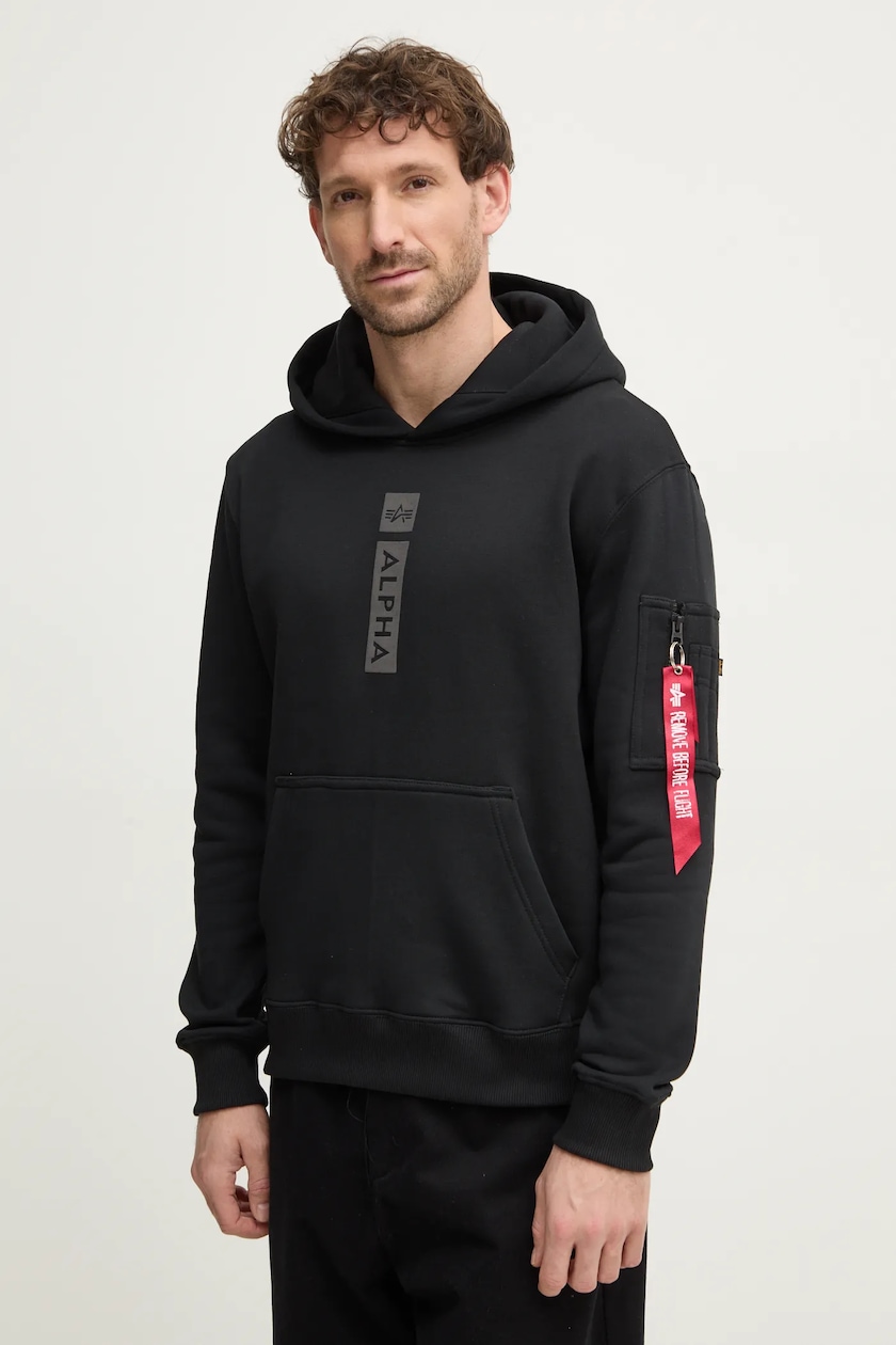 Alpha Industries sweatshirt PP Hoody men's black color Alpha Industries sweatshirt PP Hoody men's black color