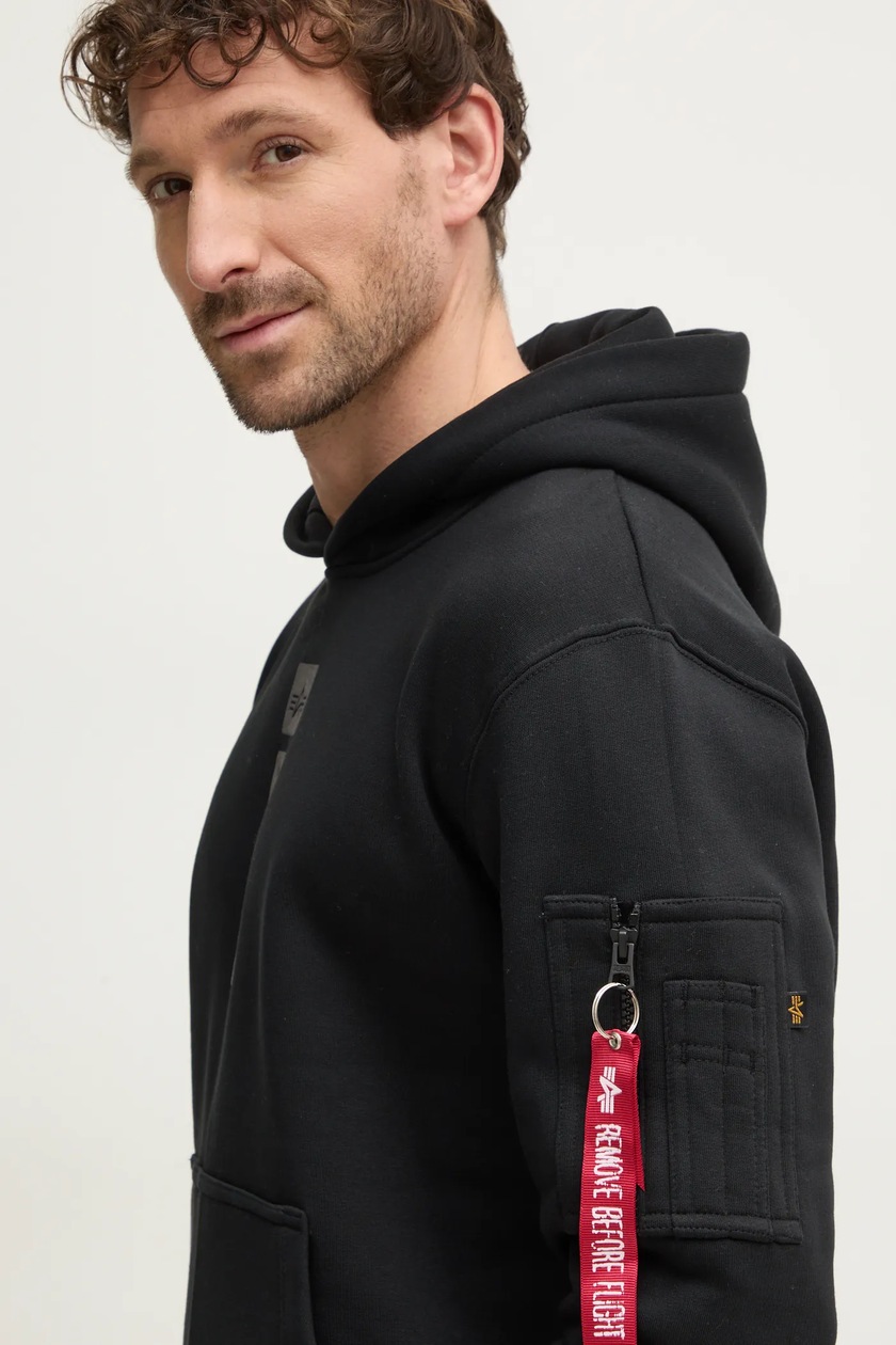 Alpha Industries sweatshirt PP Hoody men's black color