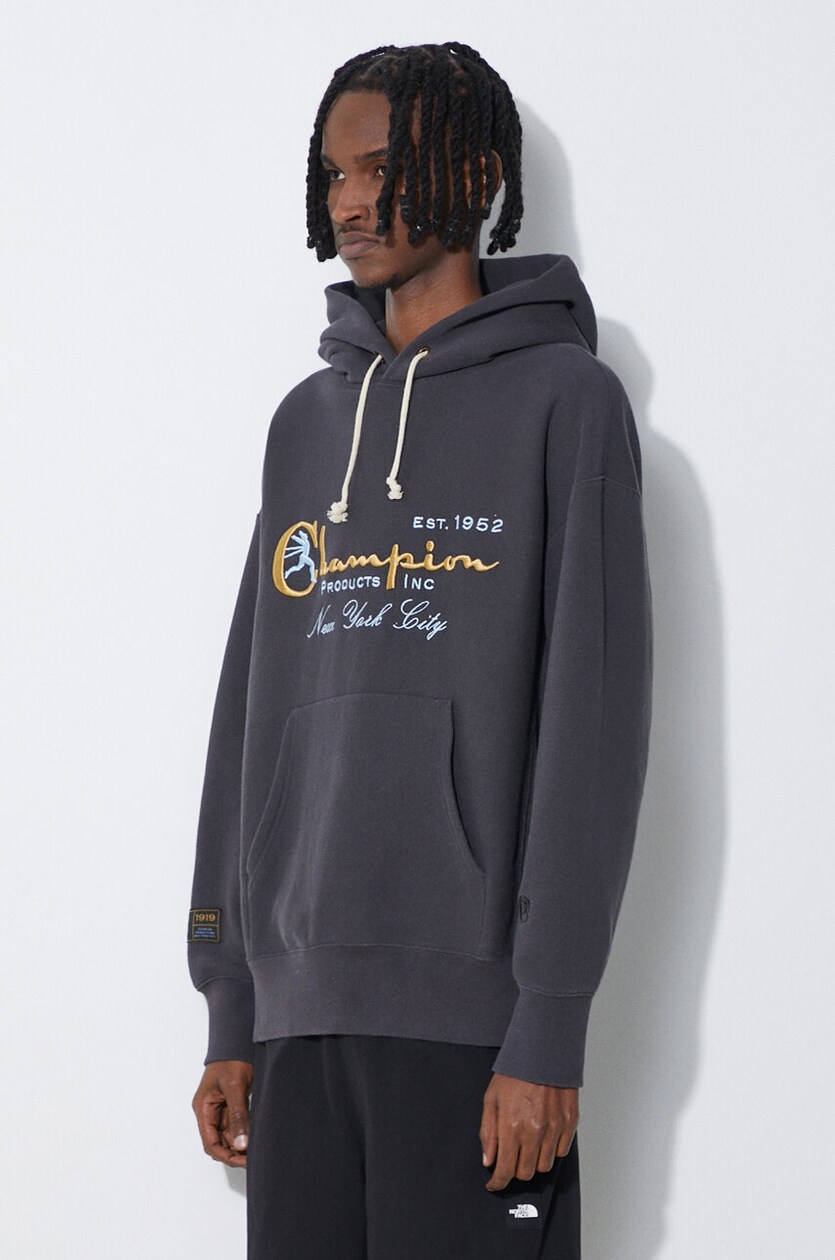 Champion sweatshirt men s gray color hooded 219997
