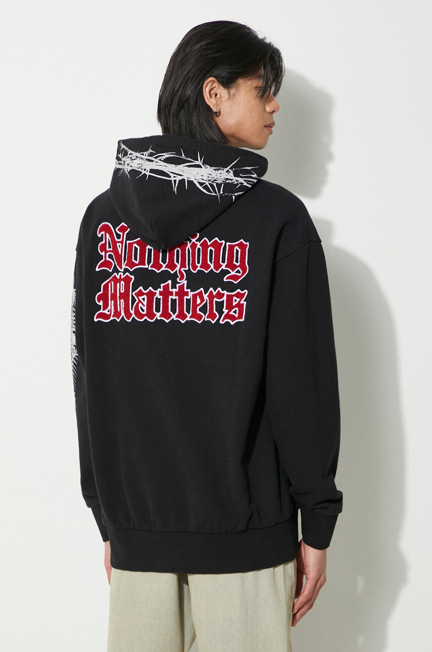 negru Aries hanorac de bumbac Nothing Matters Embroidered De bărbați