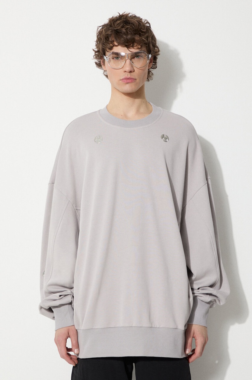 Represent cotton sweatshirt Atlas Hoodie men's gray color hooded