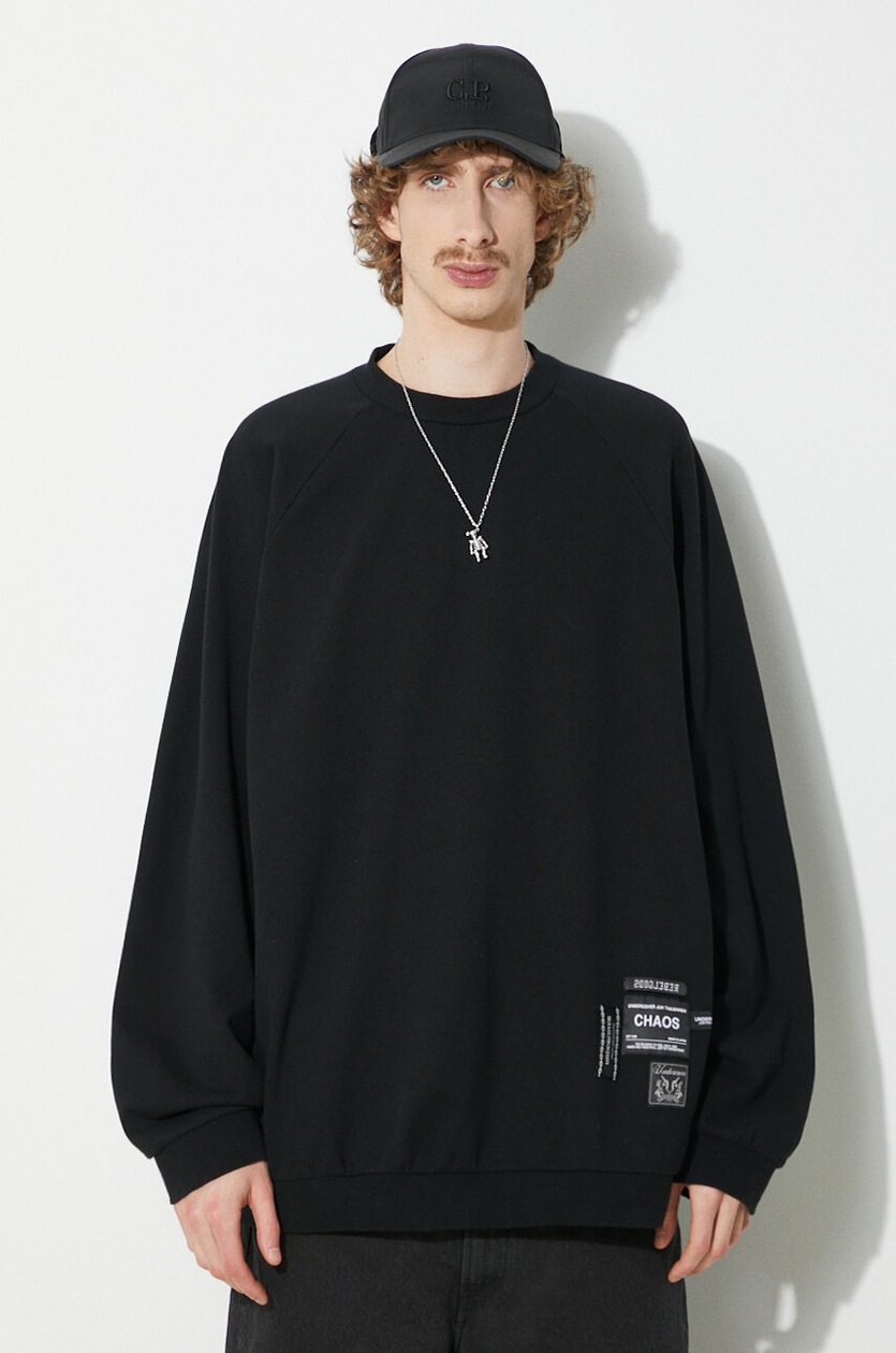 UNDERCOVER グラデーション トレーナー Undercover cotton sweatshirt C/S men's black color hooded with an