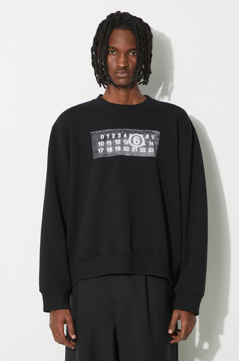 MM6 Maison Margiela cotton sweatshirt men's black color with a