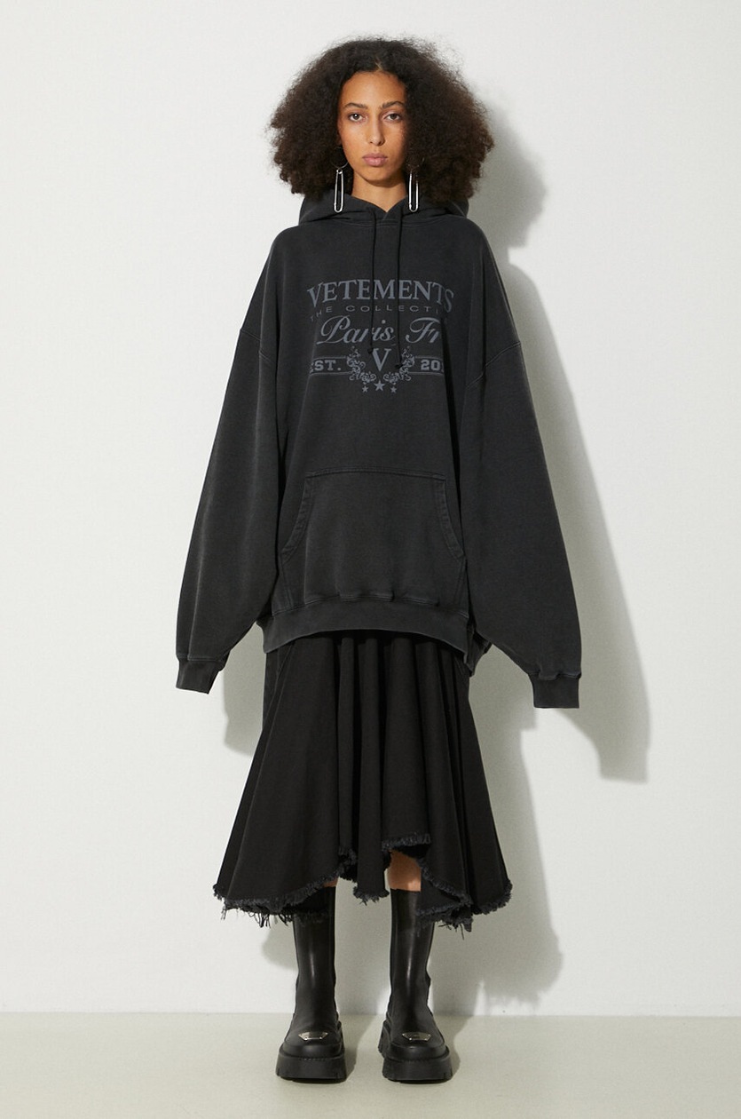 VETEMENTS bluza Paris Logo Hoodie kolor czarny z kapturem z