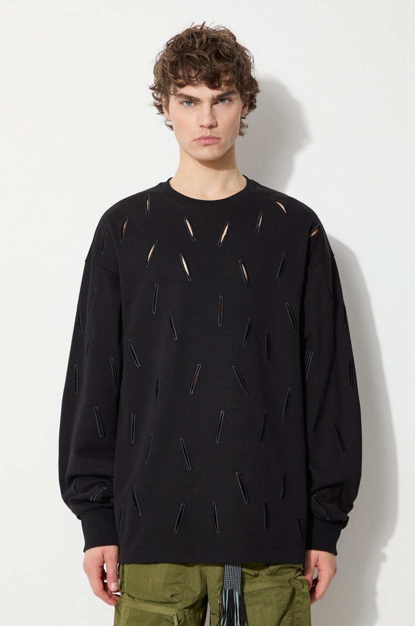 【A-COLD-WALL】BLACK POLYGON TECHNICAL CREWNECK A-COLD-WALL* cotton sweatshirt Polygon Technical Crewneck PRM EU