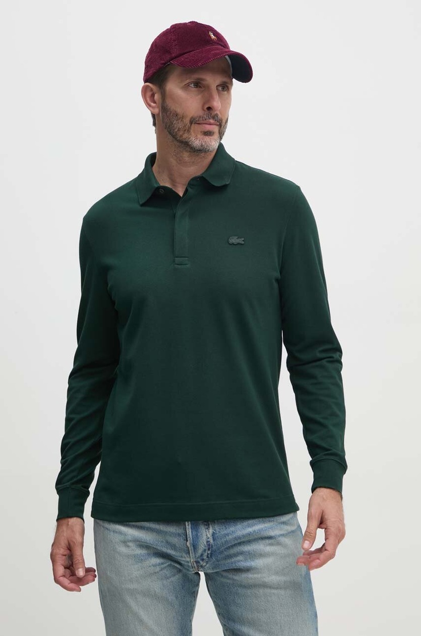 Lacoste longsleeve shirt men's green color smooth PH2481 at PRM US - Main Image