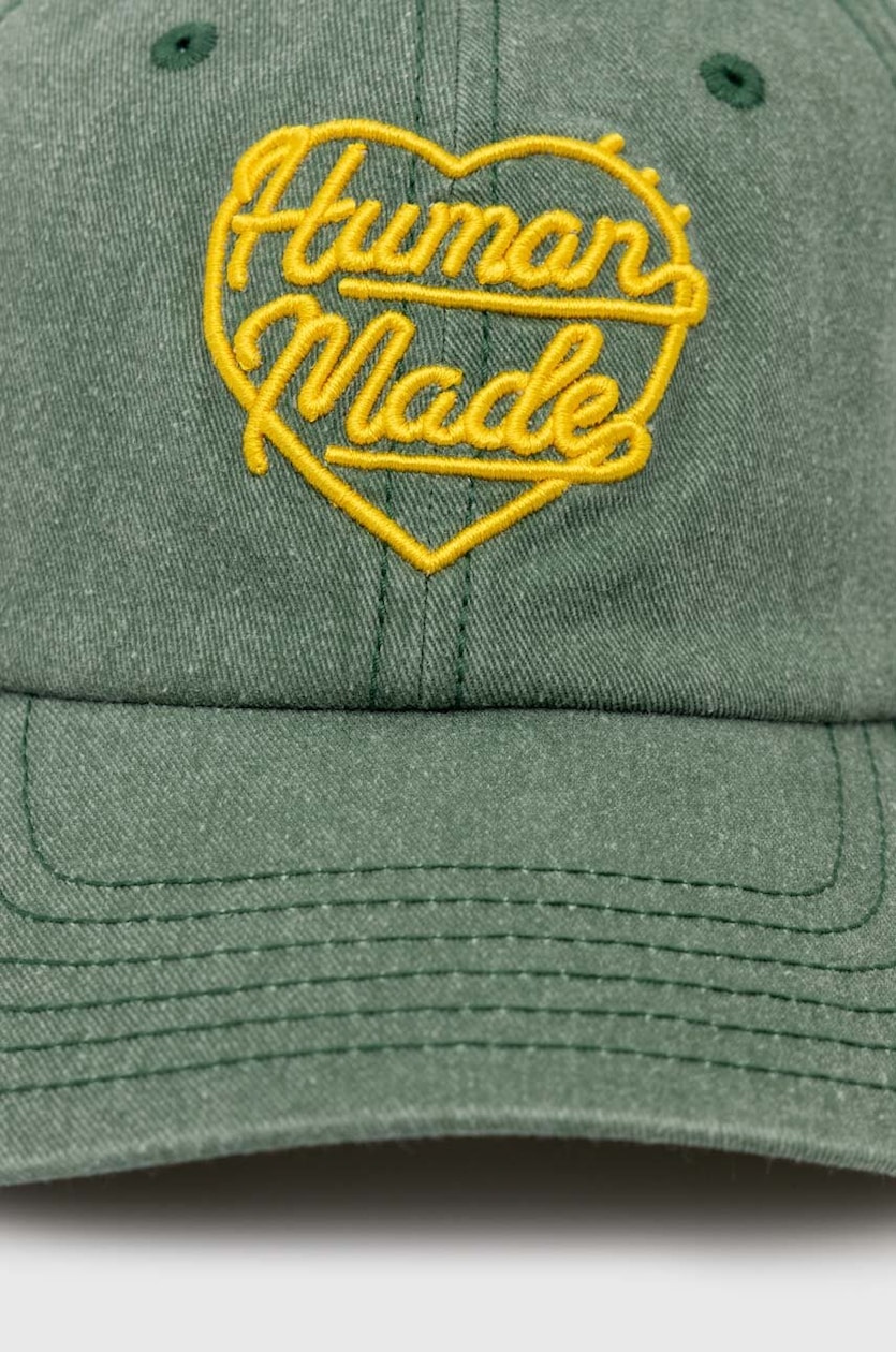 HELLO■H Logo Cotton Relaxed Fit 6Panel Cap_Olive Human Made cotton baseball cap 6 Panel Cap green color