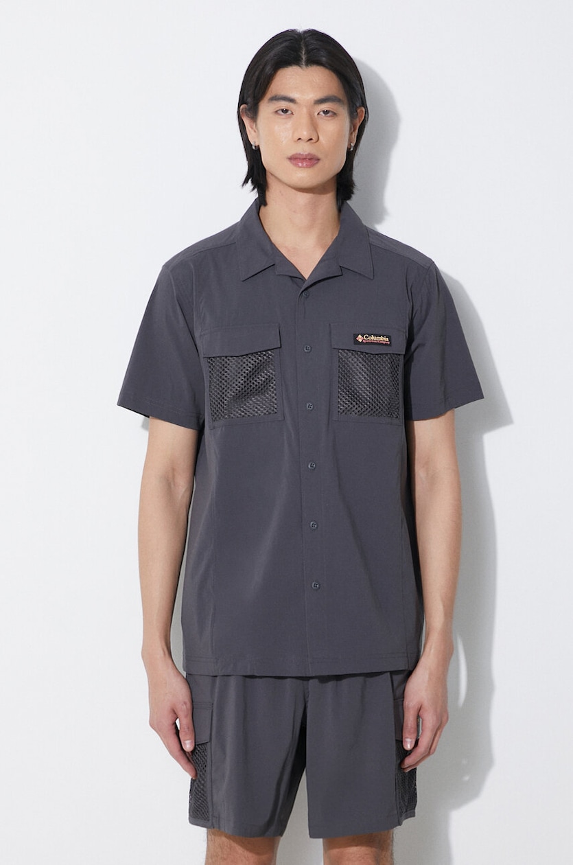 トップス WACKO MARIA HAWAIIAN SHIRT S/S (GRAY) WACKO MARIA Spider Hawaii Short-Sleeve Lapel Button-Up